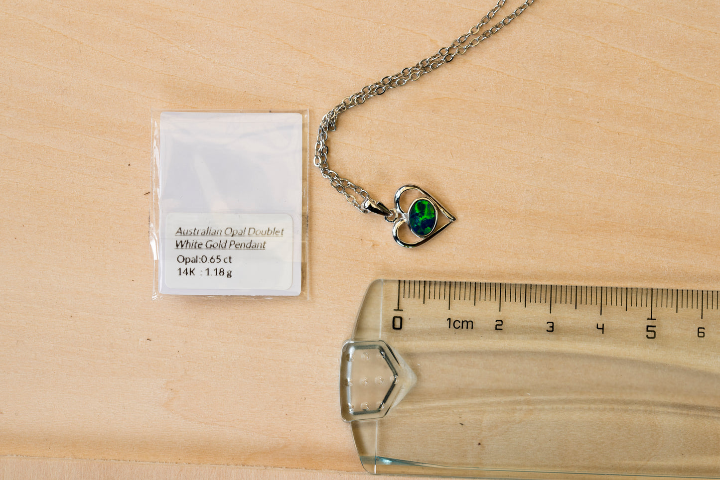 Australian Opal in 14K Solid White Gold - Colorful Opal Necklace - Genuine Australian Doublet Opal Gem Stone Pendant