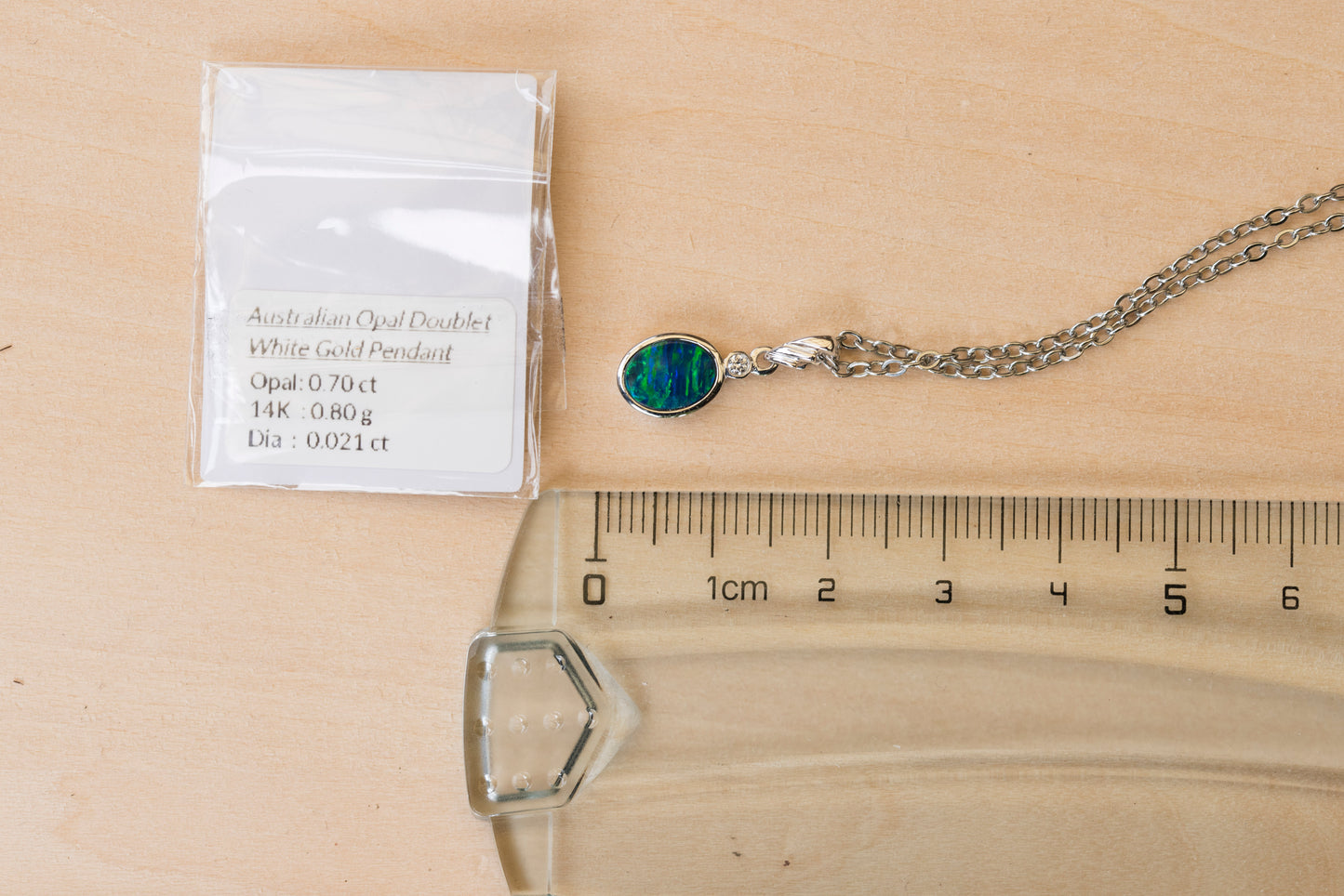 Australian Opal in 14K Solid White Gold - Natural Multi Color Fire Opal Necklace - Genuine Australian Doublet Opal Gem Stone Pendant