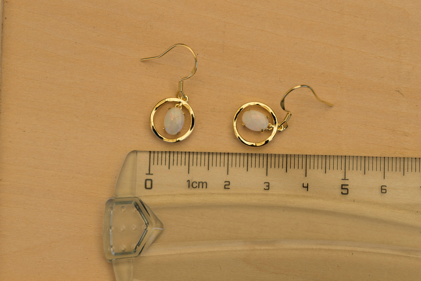 Handmade Australian Opal Earrings – Authentic Multi-Color Fire Solid White Opals, Sterling Silver with Gold Plating