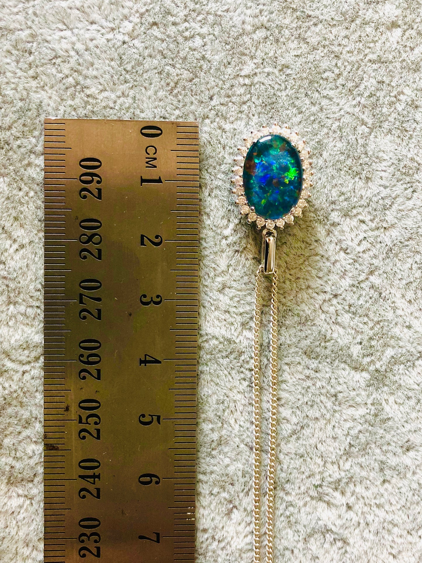 Australian Opal Halo Cluster Luxury Design - Blue Green Fire Opal Necklace - Genuine Australian Triplet Opal Necklace Pendant in Sterling Silver White Gold Plated