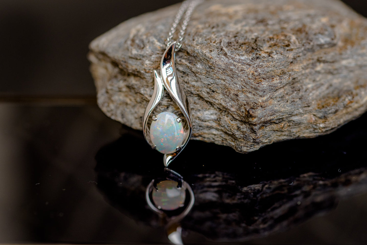 Australian Solid Opal Pendants in Sterling Silver