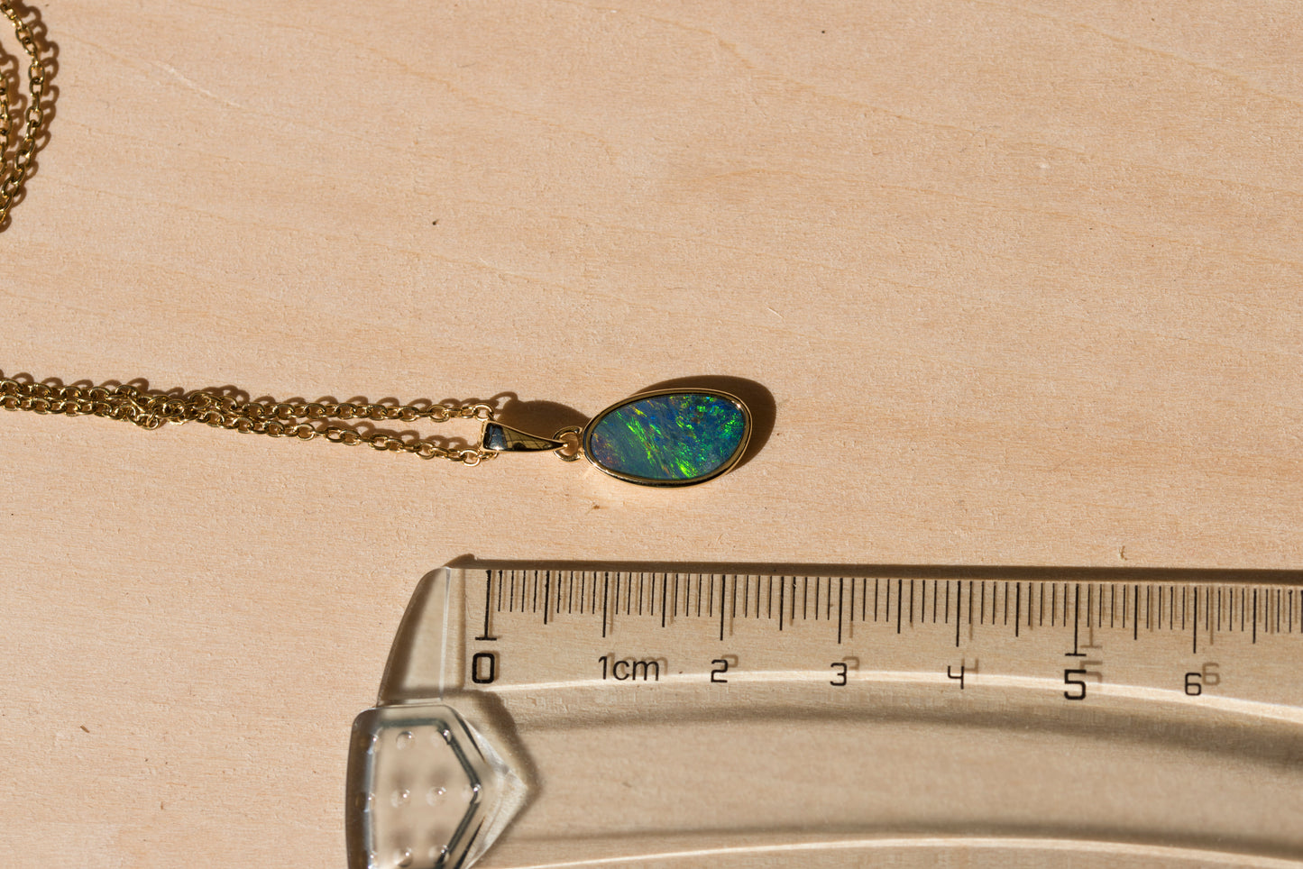 Genuine Australian Fire Opal Pendant - Authentic Australian Doublet Opal Pendant Necklace in Sterling Silver Yellow Gold Plated