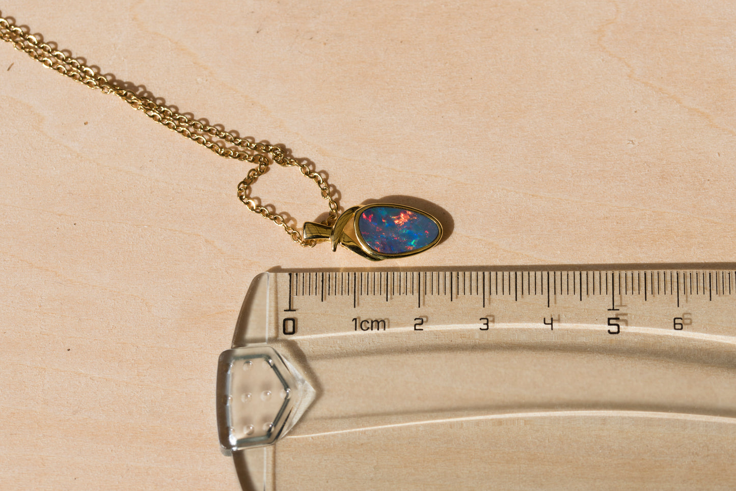 Genuine Australian Fire Opal - Simple Design Australian Doublet Opal Pendant Necklace in Sterling Silver Yellow Gold Plated