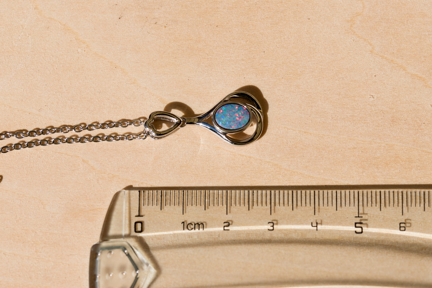 Genuine Australian Opal - Multi Color Opal Pendant - Authentic Australian Doublet Opal Necklace in Sterling Silver White Gold Plated