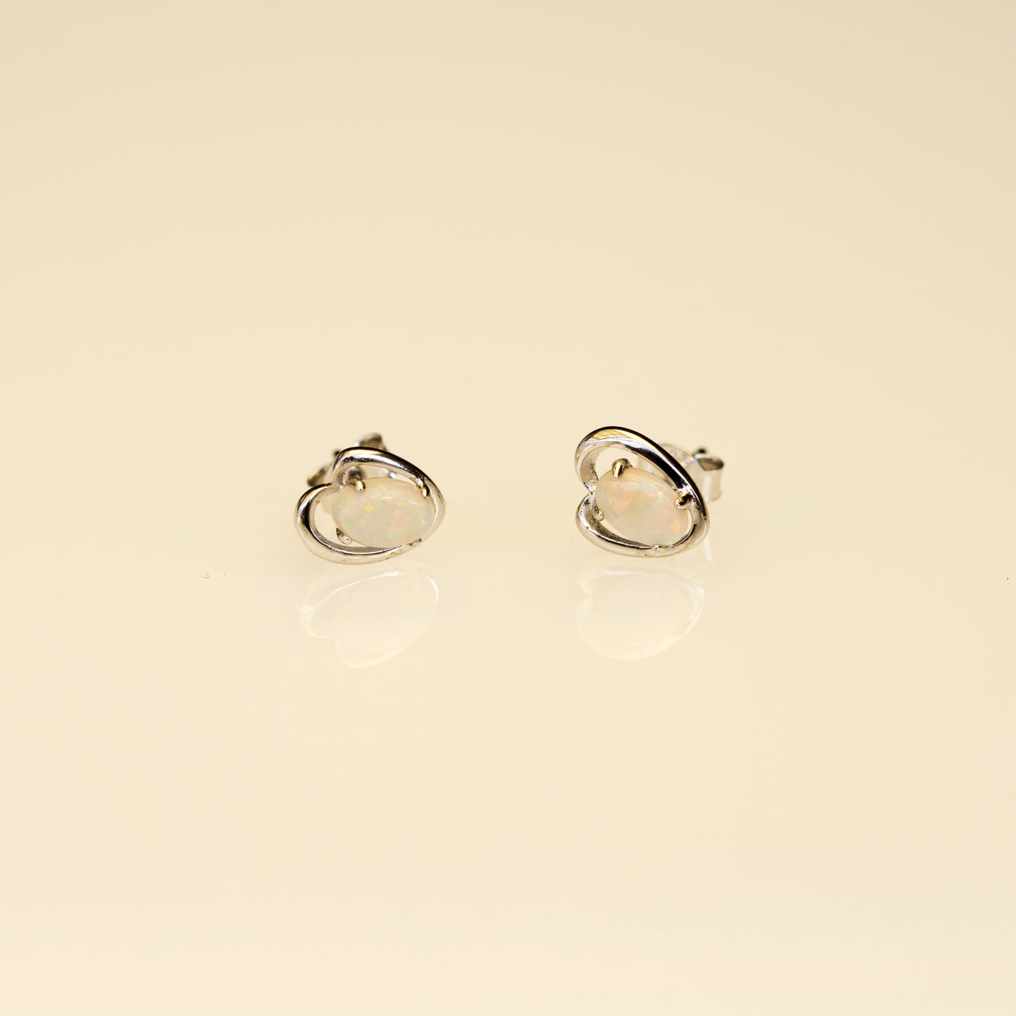 Genuine Australian Opal - Dainty Earrings in Multi Color - Australian Solid Opal Earrings in Sterling Silver White Gold Plated