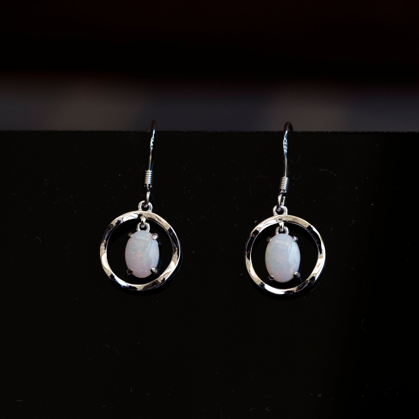 Australian White Opal - Multi Color Earrings - Authentic Australian Solid White Opal Earrings in Sterling Silver White Gold Plated