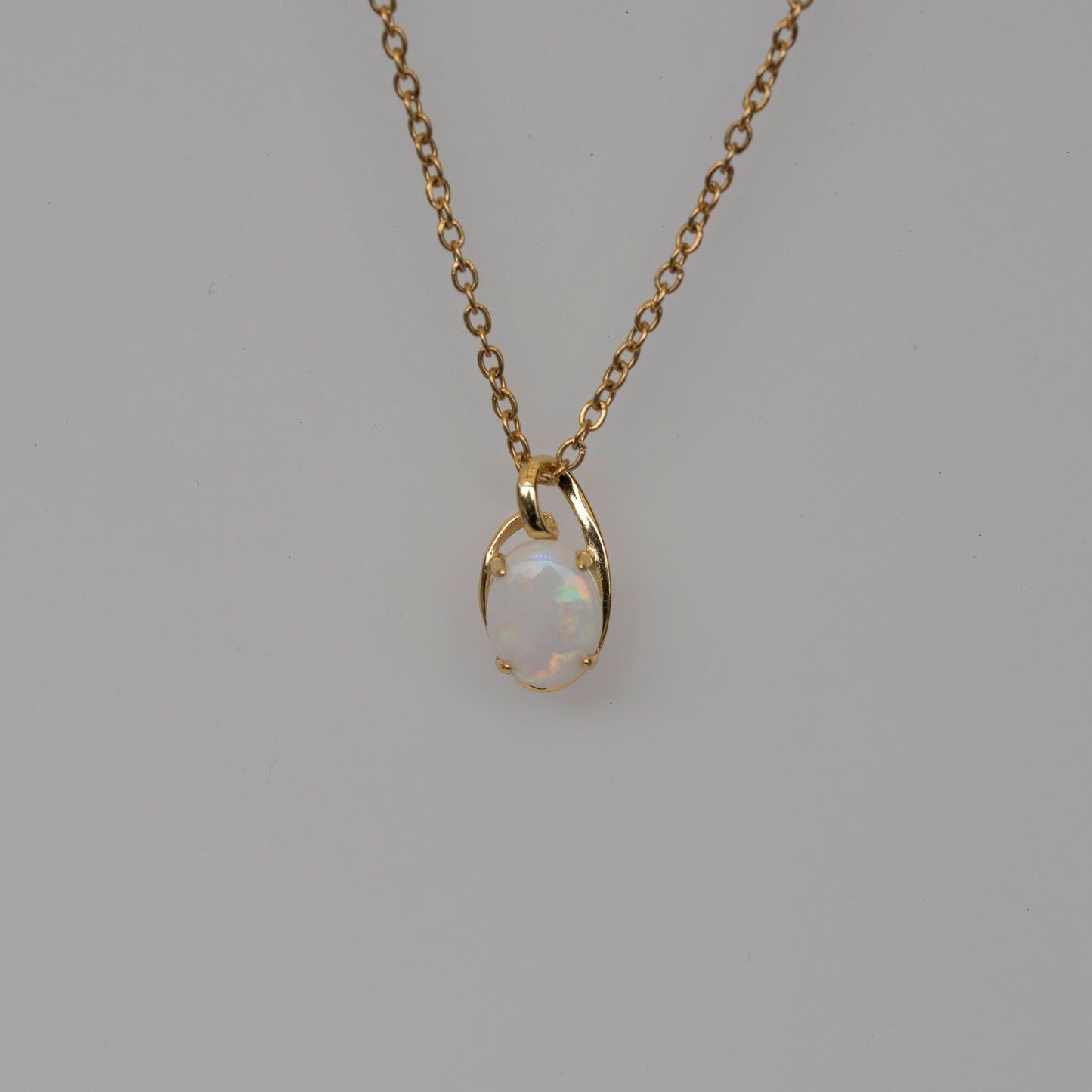Genuine Australian Opal - Multi Color White Opal Necklace - Authentic Australian Solid Opal Necklace Pendant in Sterling Silver Yellow Gold Plated