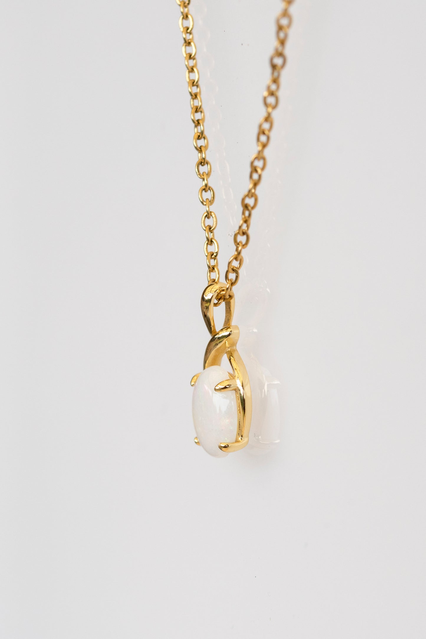 Genuine Australian Opal - Multi Color White Opal Necklace - Authentic Australian Solid Opal Necklace Pendant in Sterling Silver Yellow Gold Plated