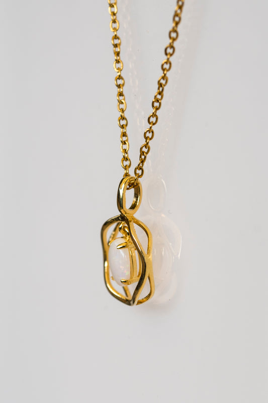 Australian Solid Opal Necklace Pendant in Sterling Silver Yellow Gold Plated