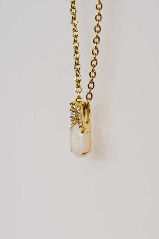 Australian Solid Opal Necklace Pendant in Sterling Silver Yellow Gold Plated