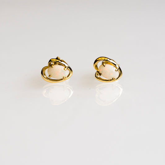 Genuine Australian Opal - Fire Opal Multi Color Earrings - Dainty White Opal Earrings in Sterling Silver Yellow Gold Plated