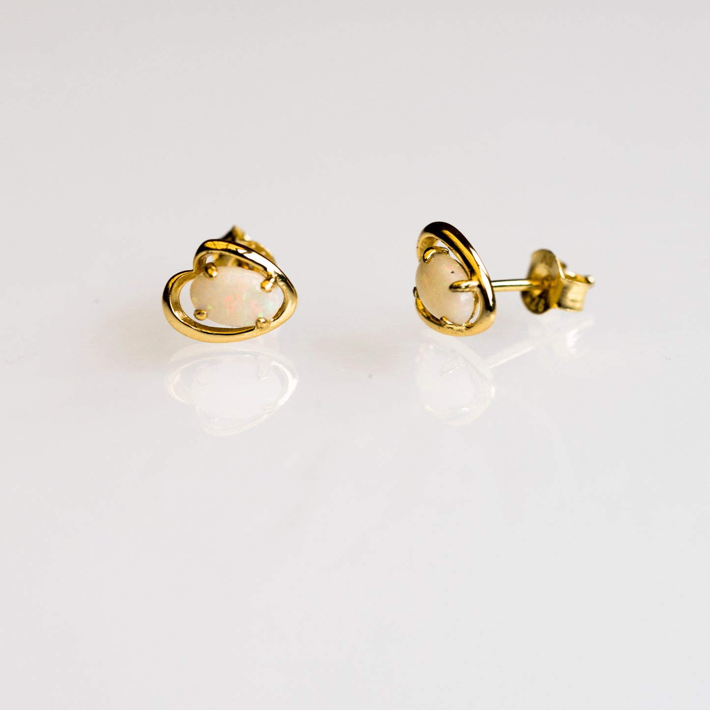 Genuine Australian Opal - Fire Opal Multi Color Earrings - Dainty White Opal Earrings in Sterling Silver Yellow Gold Plated