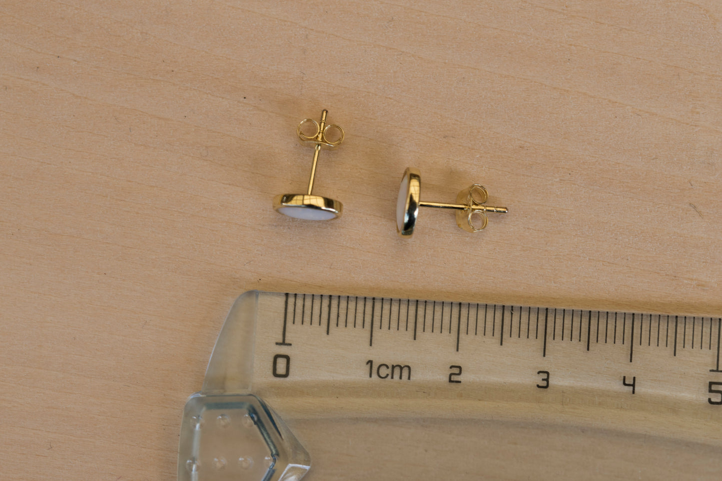 Australian Solid White Opal Earrings – Genuine Multi-Color Fire Opal in Sterling Silver with Yellow Gold Plating
