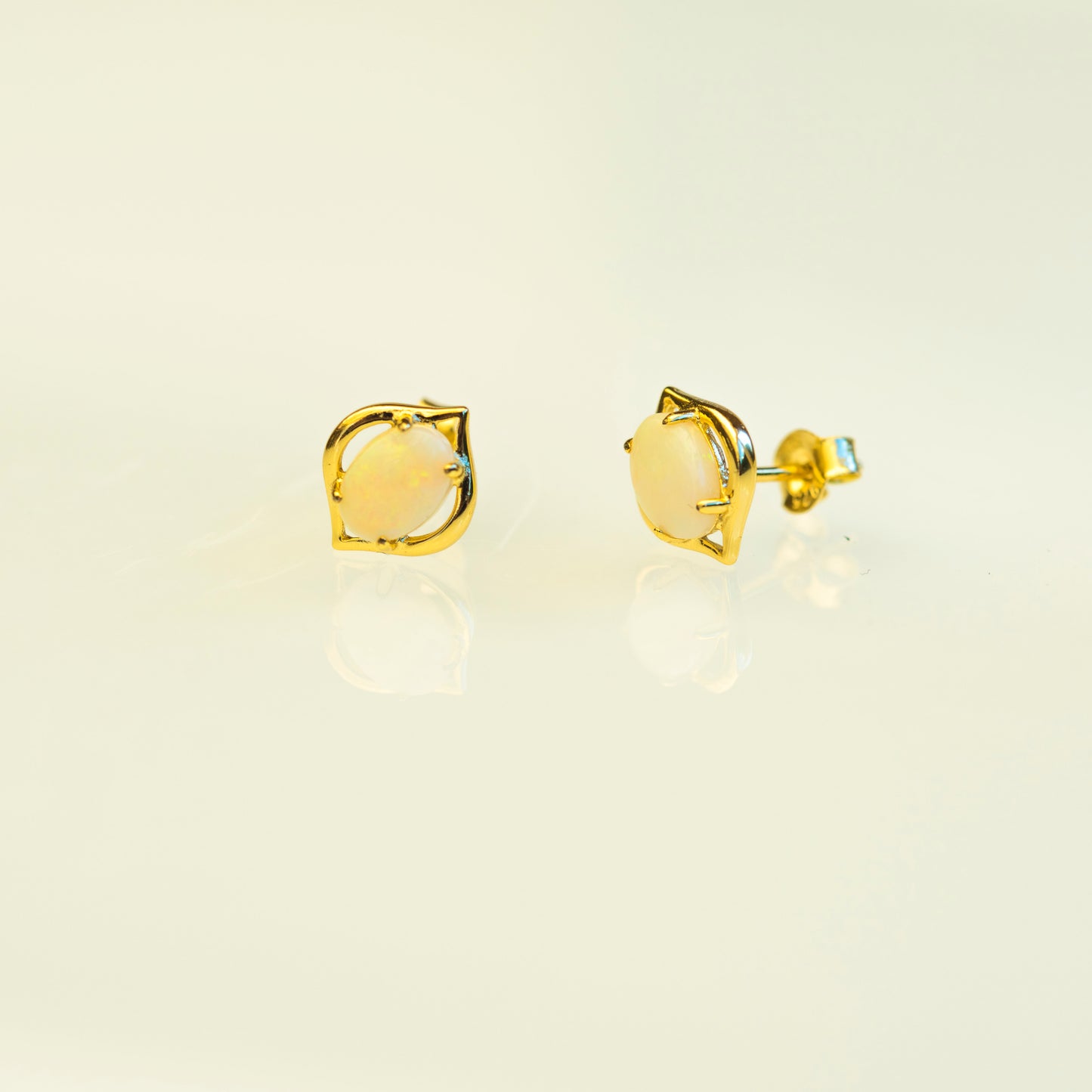 Authentic Australian Opal Earrings – Natural Multi-Color Solid White Opals, Sterling Silver Yellow Gold Plated