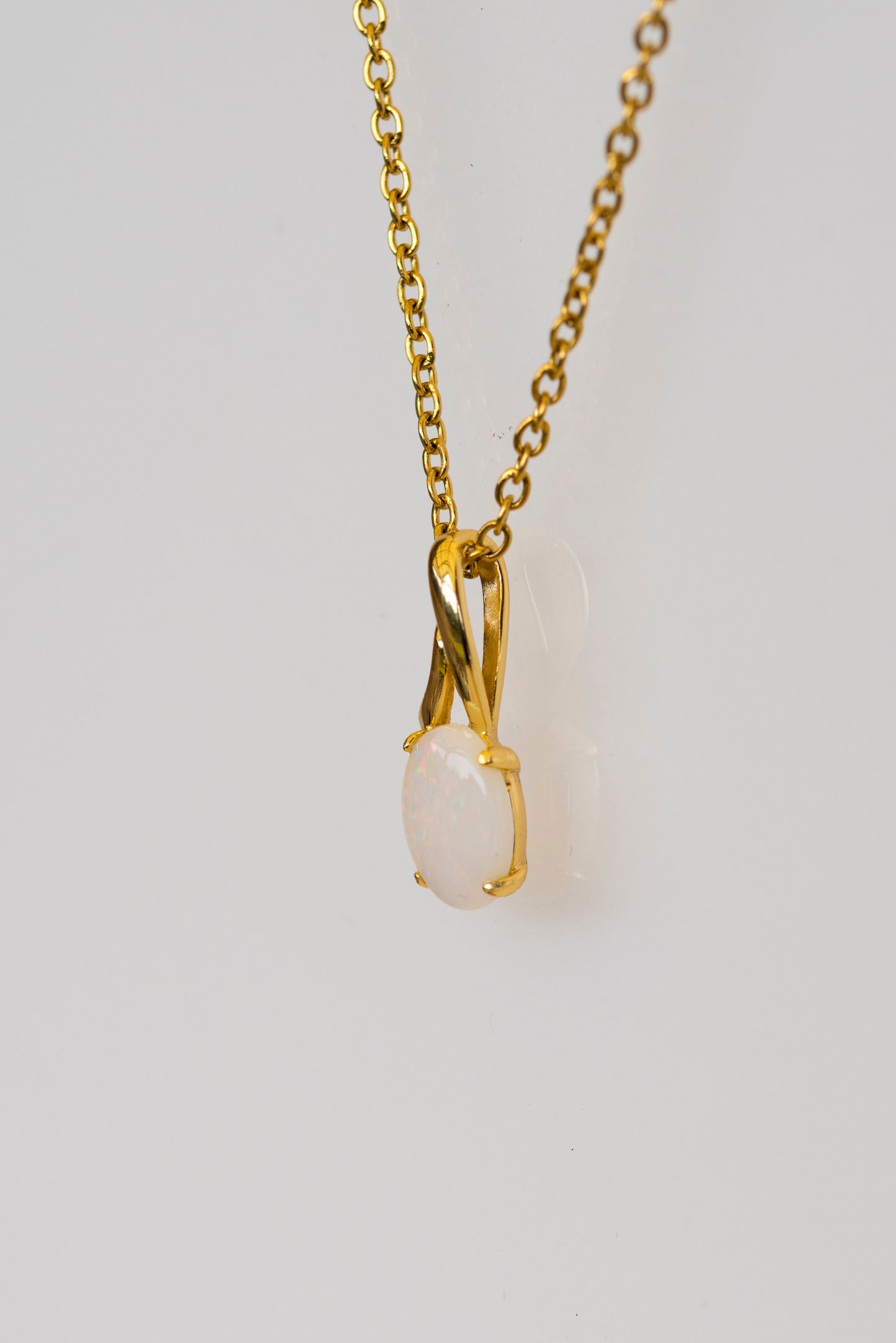 gold white opal pendant necklace
